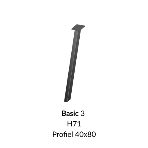 Metalen onderstel Basic 3 zwart RAL9005 - 100x40cm. Profiel 40x80mm set 4 stuks