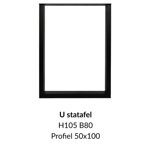 Metalen onderstel U elegant statafel zwart RAL9005 - 105cm hoog - 80cm breed. Profiel 50x100mm