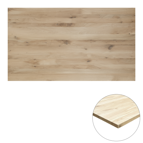 Tafelblad rustiek eiken 2-lange zijden rechte kant 40mm 2800x1000 onbehandeld