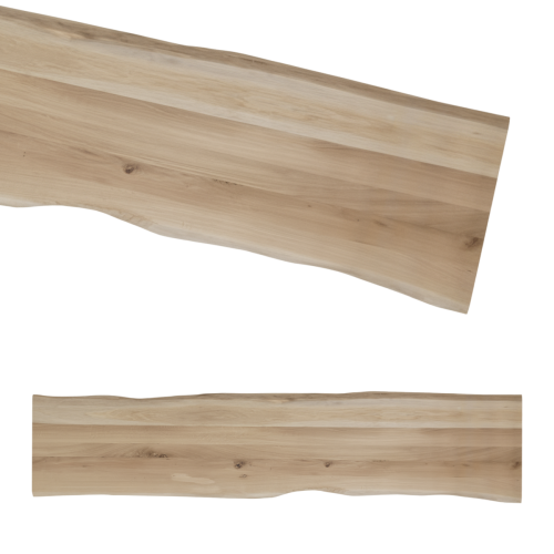 Tafelblad rustiek eiken bankje 2-lange zijden boomkant 40mm 2400x450 onbehandeld