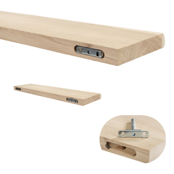 Plank rustiek eiken boomkant 40mm 800x200 onbehandeld met blind bevestiging