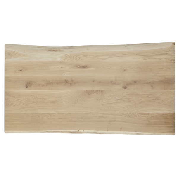 Tafelblad rustiek eiken 2-lange zijden boomkant 40mm 800x800 onbehandeld