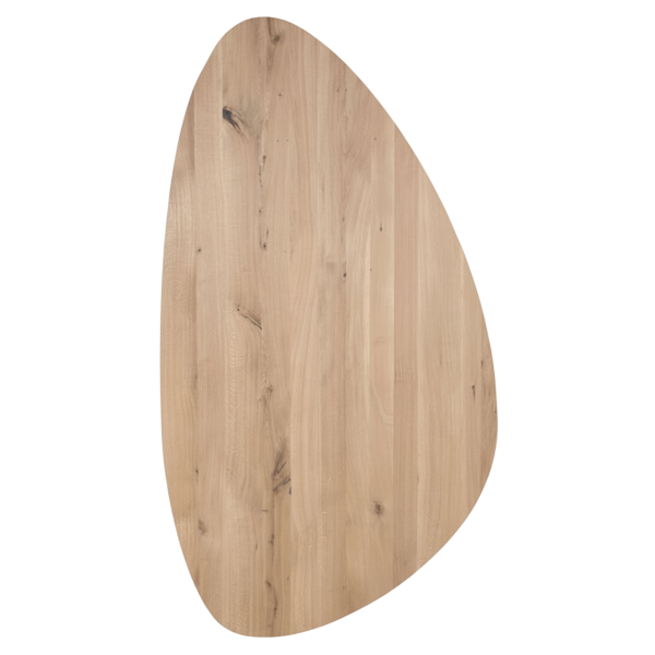 Tafelblad rustiek eiken kiezel ovaal facet kant ronding rechts 40mm 2000x1150 onbehandeld