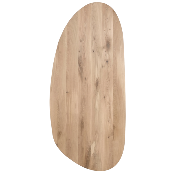Tafelblad rustiek eiken nier ovaal facet kant 40mm 2900x1250 onbehandeld