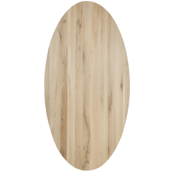 Tafelblad rustiek eiken ovaal facet rand 40mm 260x120 onbehandeld